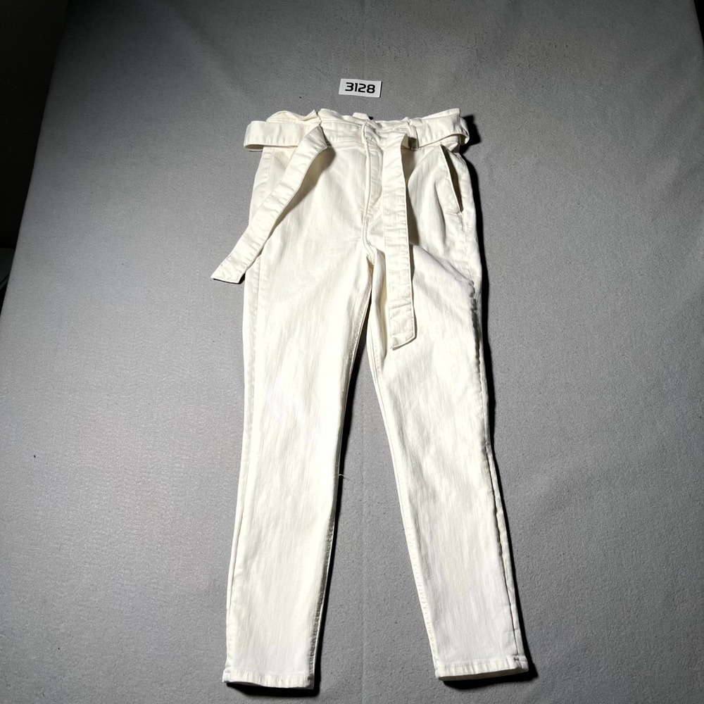 Express Cropped Leggings Womens 4 White Denim Perfect Super High Rise Slim Fit